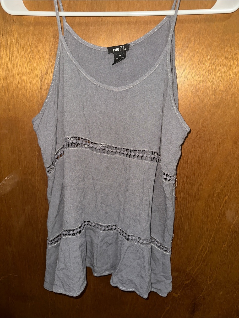 Rue21 Light Gray Crochet-Accent Sleeveless Cami